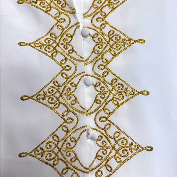 Vintage Ilyssa Maxx Button Up / Button Down White and Gold Blouse - Picture 3 of 7